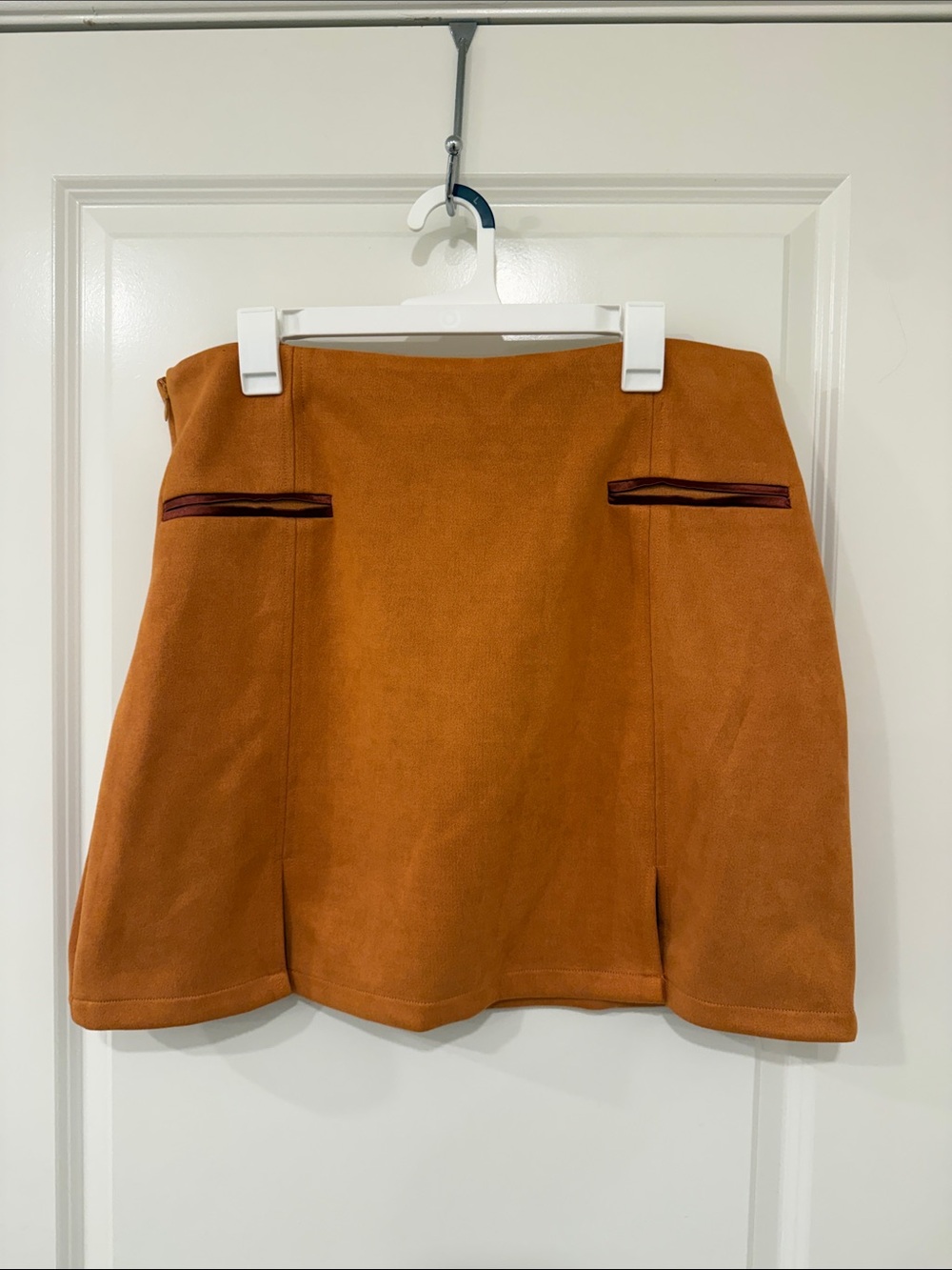 SHEIN Burnt Orange Mini Skirt with Pocket Trim